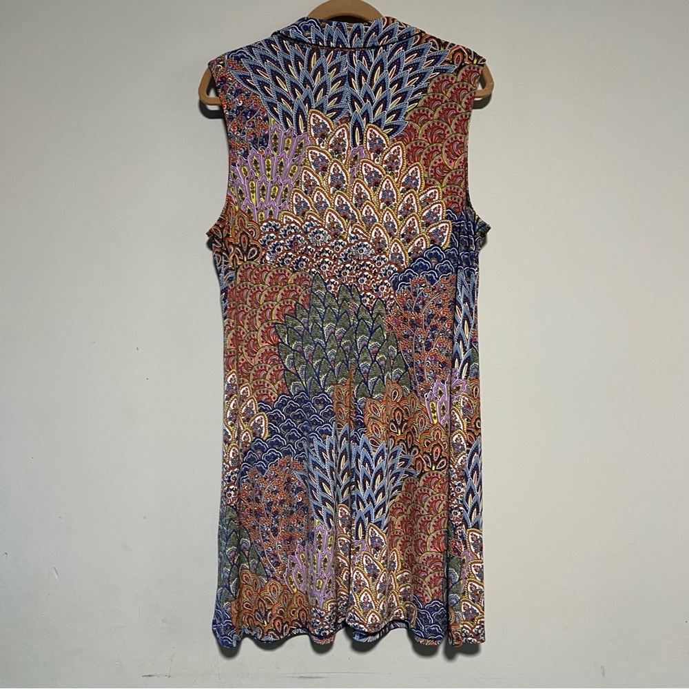 MSK Women’s XL Multicolor Paisley Button Front Sleeveless Shirt Dress - Picture 7 of 9